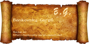 Benkovsky Gergő névjegykártya